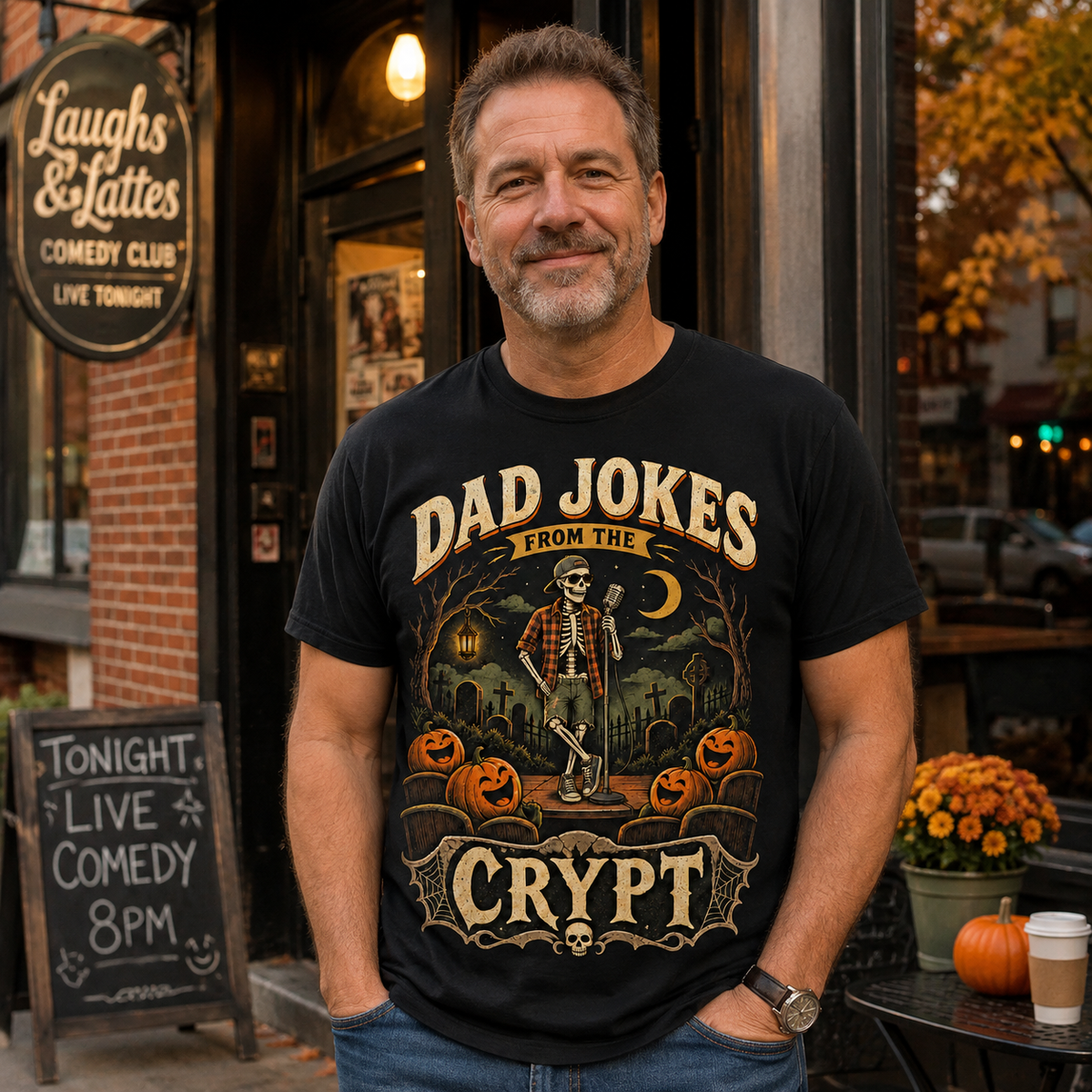 Dad Jokes From the Crypt Halloween Skeleton Shirt