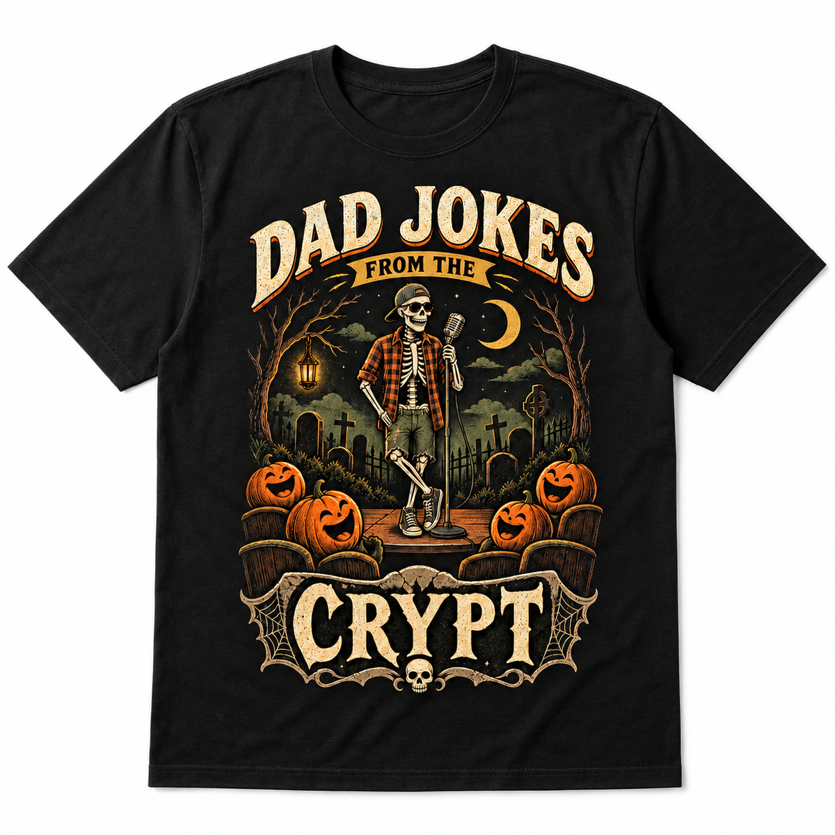 Dad Jokes From the Crypt Halloween Skeleton Shirt